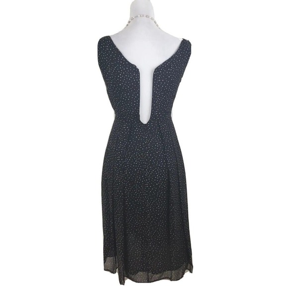 Talbots ~Woman Size 2Petite~ Black/Beige Polka Dot Silk Flare Pleats Dress. - Picture 6 of 12